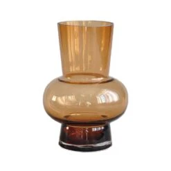Bloemenvaas Amber Handgeblazen - H 21 X D 13,5 Cm