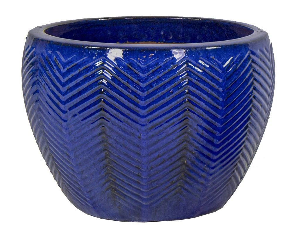 Portly Egg Fishbone Falling Blue - Ø 38 X H 27 Cm