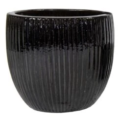 Portly Egg Rib Shiny Black - Ø 50 X H 45 Cm