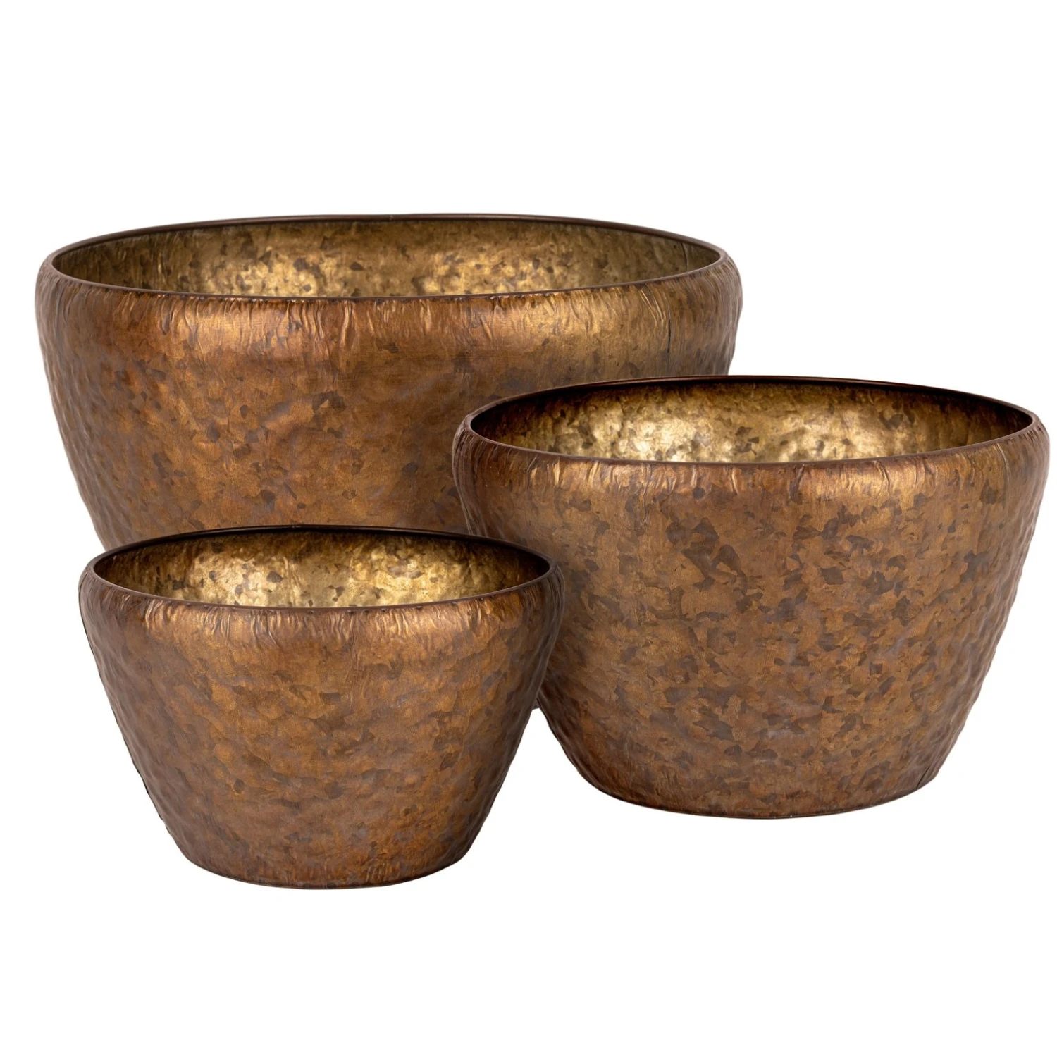 Schaal Metaal Antique Copper - Ø 33,5 X H 20 Cm - Afbeelding 2