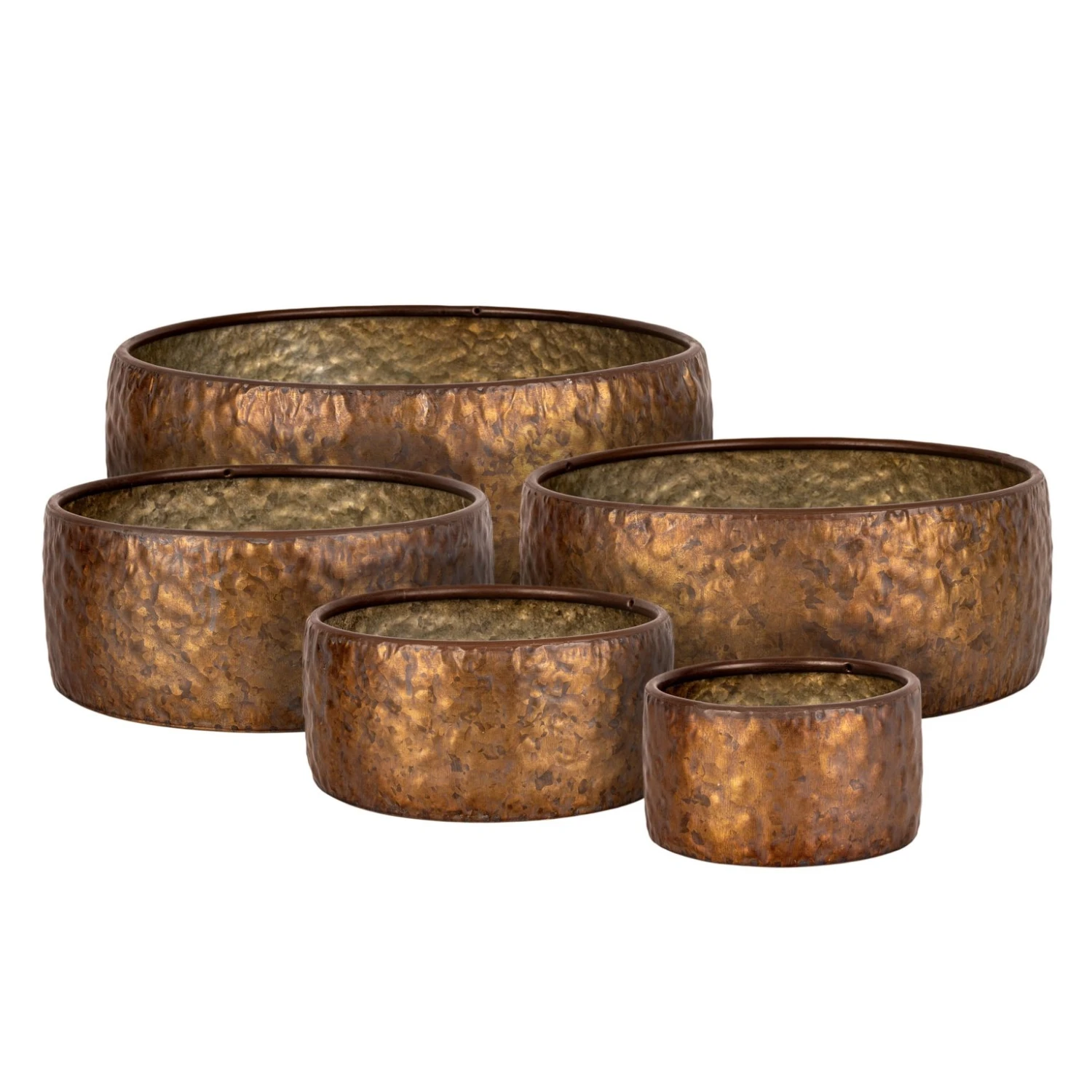 Schaal Metaal Antique Copper - Ø 35 X H 12,5 Cm - Afbeelding 2