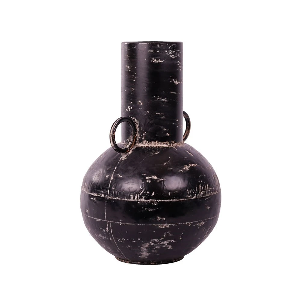 Vaas Metaal Vintage Black - H 41 X D 26 Cm - Afbeelding 2